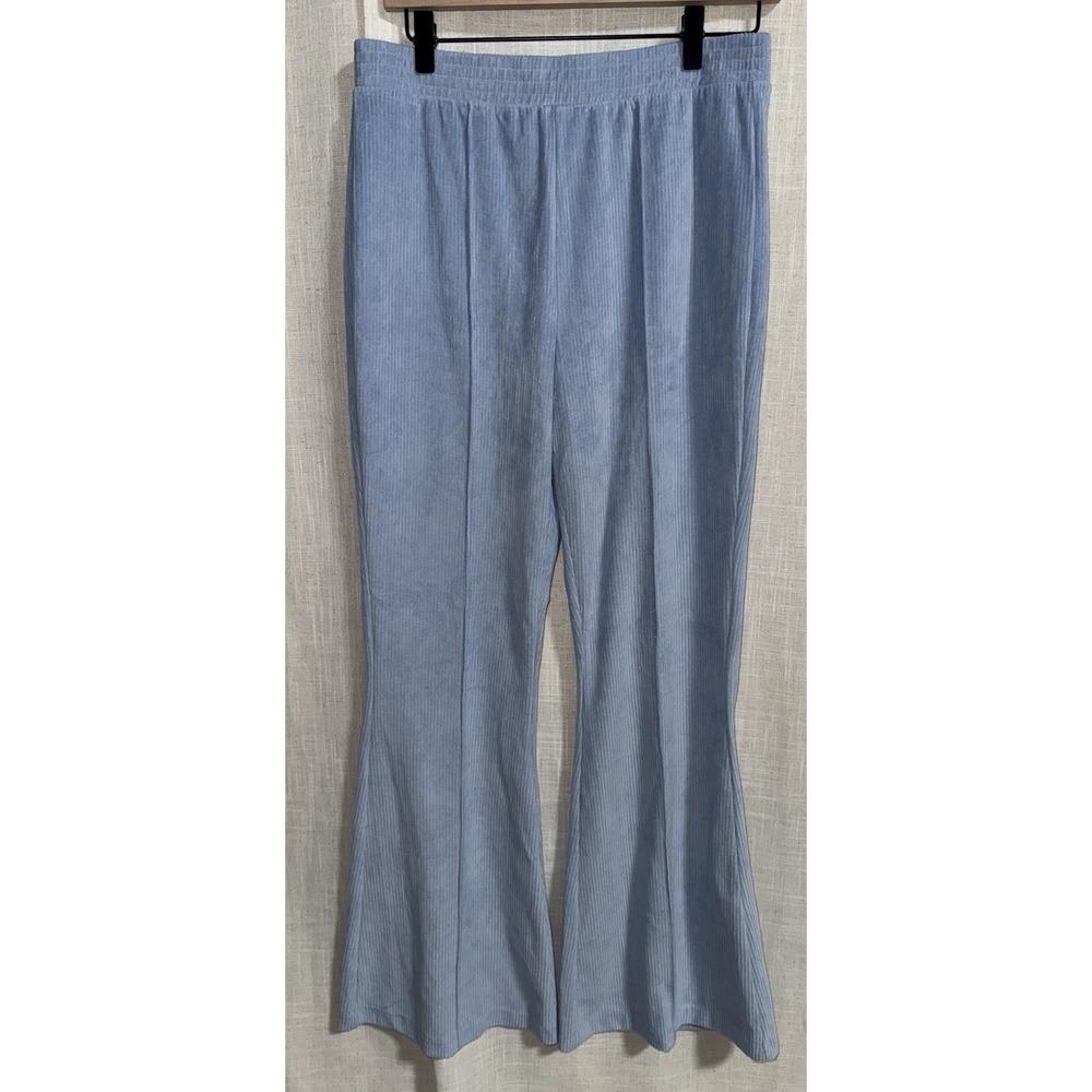 NWT Aerie Groove On Blue Sz M Corduroy Rib Velour Tracksuit Flare Pants Jacket - Picture 4 of 8